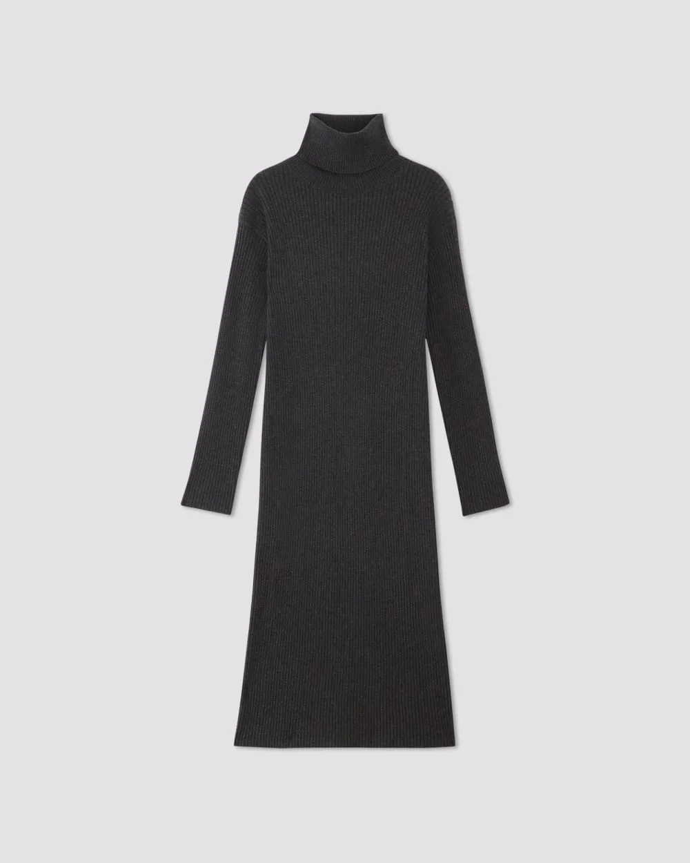 The Cotton-Merino Turtleneck Dress | Heather Charcoal (2)