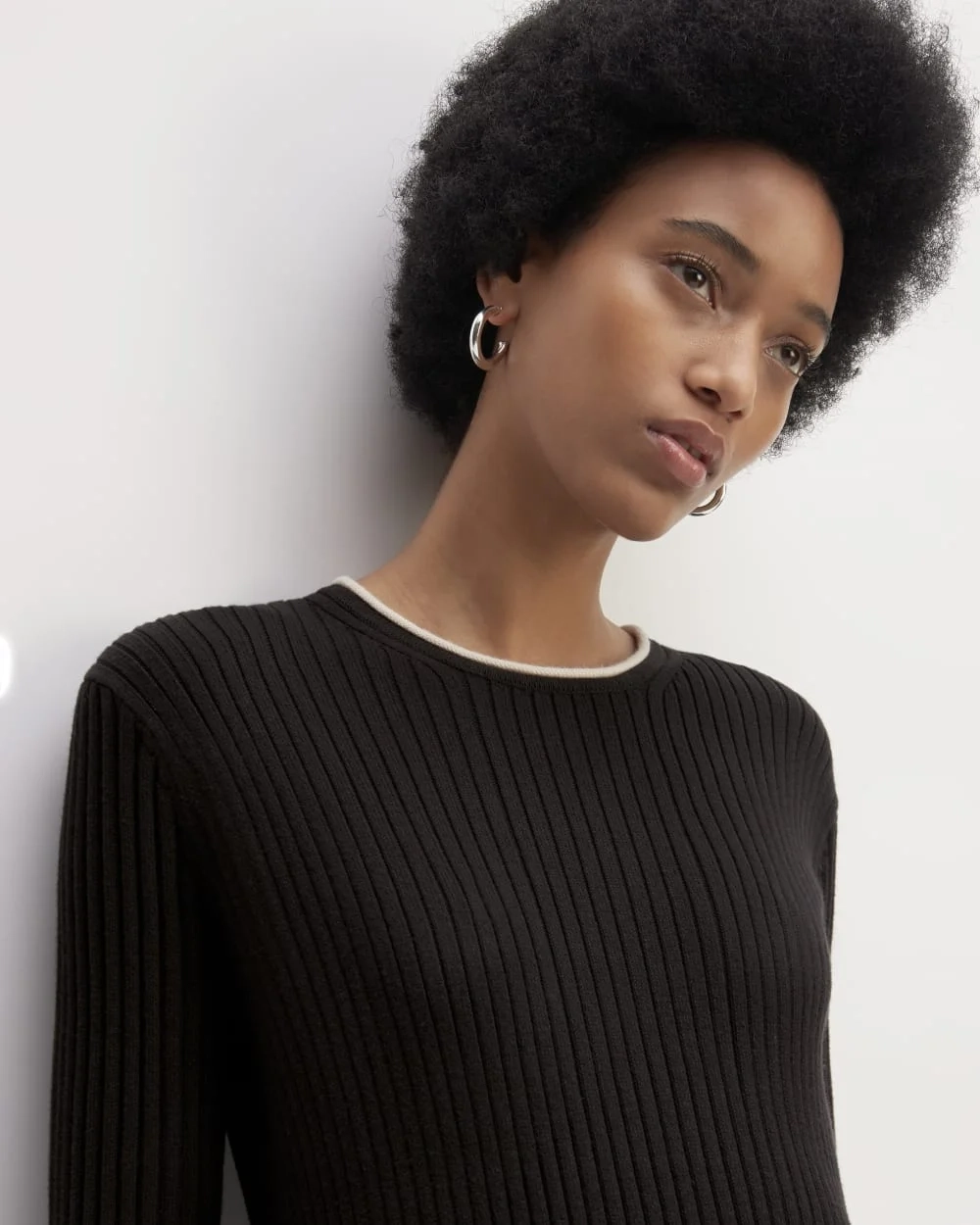 The Cotton Wide Rib Midi Dress | Black (2)