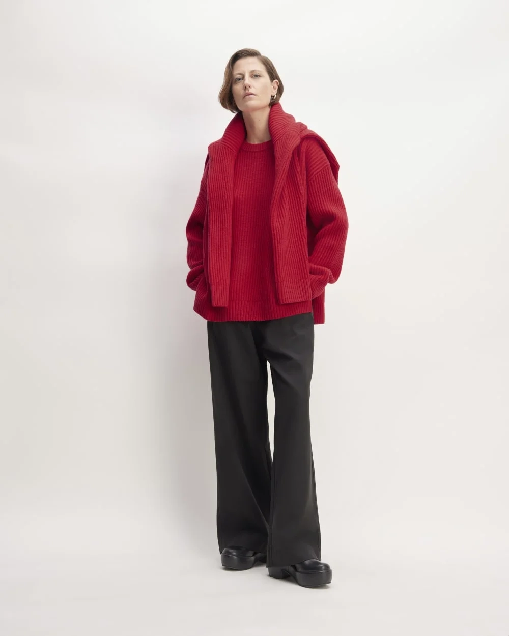 The Oversized Crew in Luxe Merino | Classic Red (2)