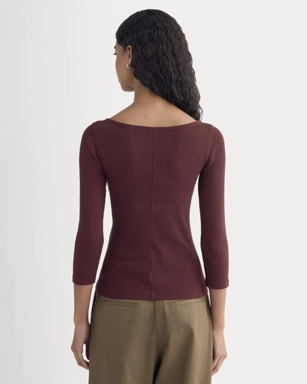 Luxe Rib 3/4 Sleeve Boatneck Tee | Heathered Port Royale (2)