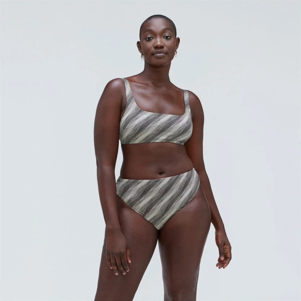The High-Rise Cheeky Bikini Bottom |  Black / Canvas (2)