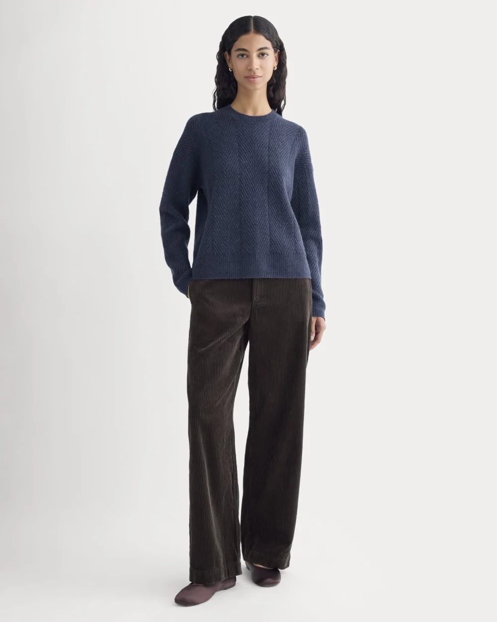 Cashmere Herringbone Sweater | Indigo (3)