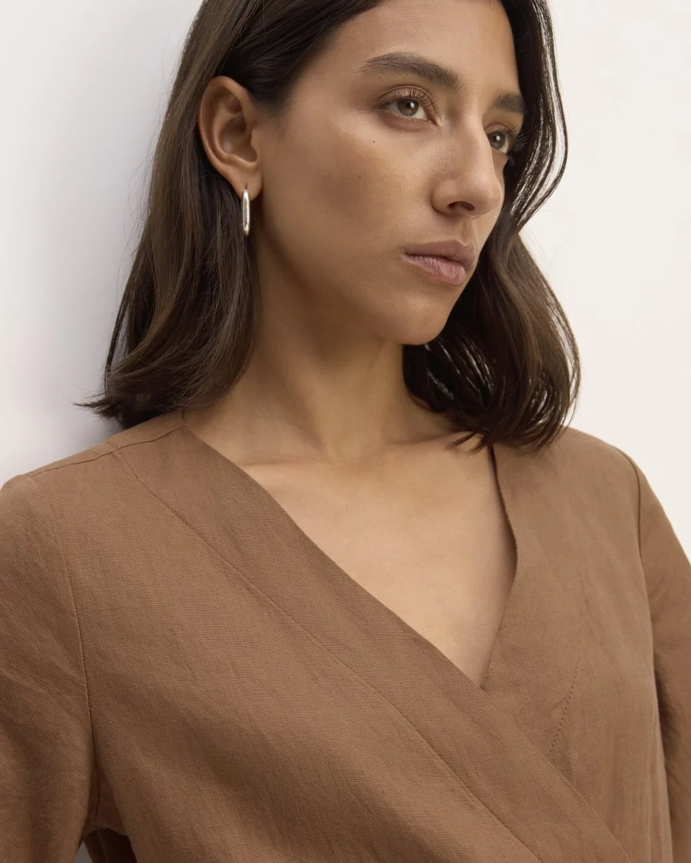The Wrap Jumpsuit in Linen | Carob Brown (3)