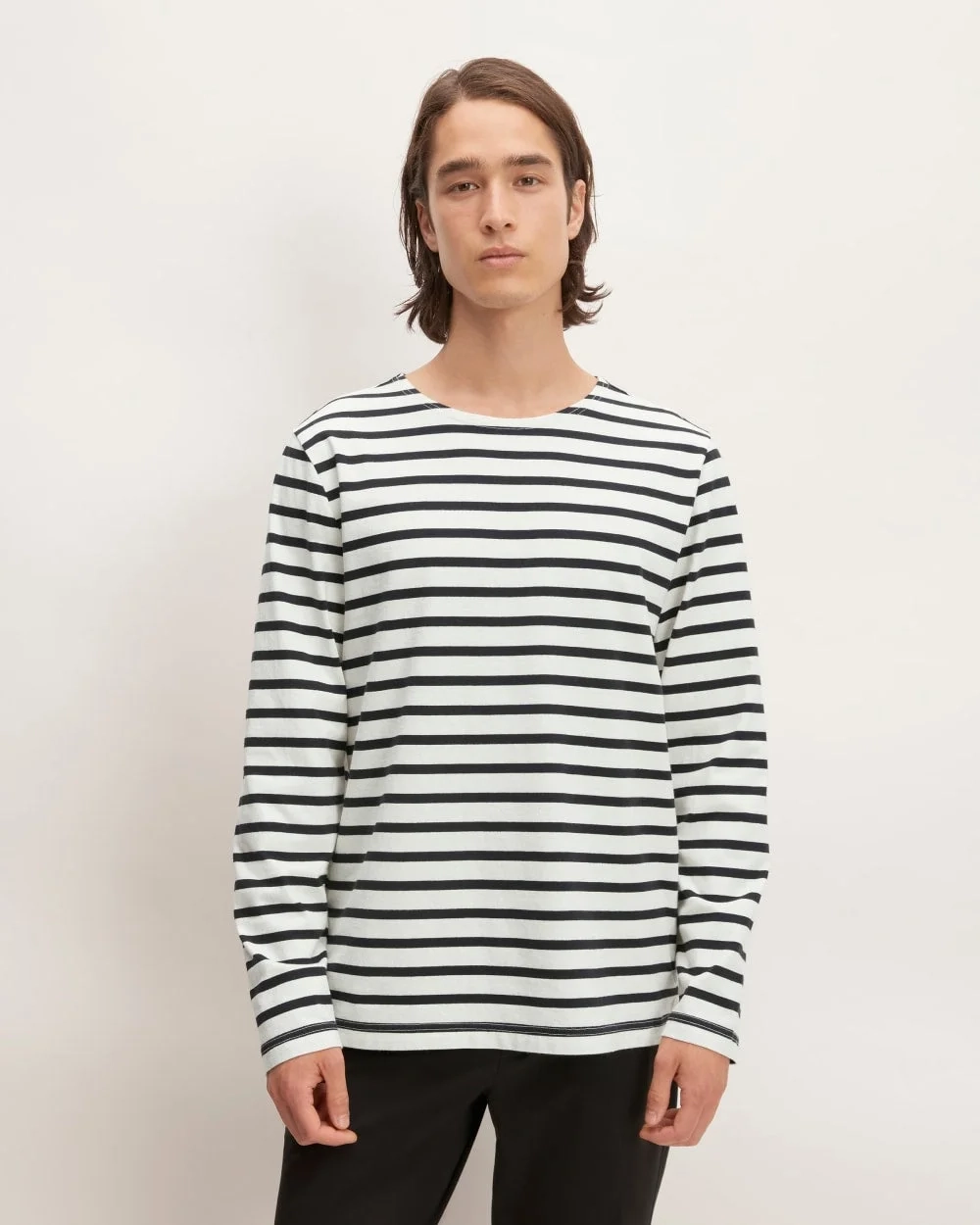 The Premium-Weight Long-Sleeve Mariner Tee |  Canvas / Black