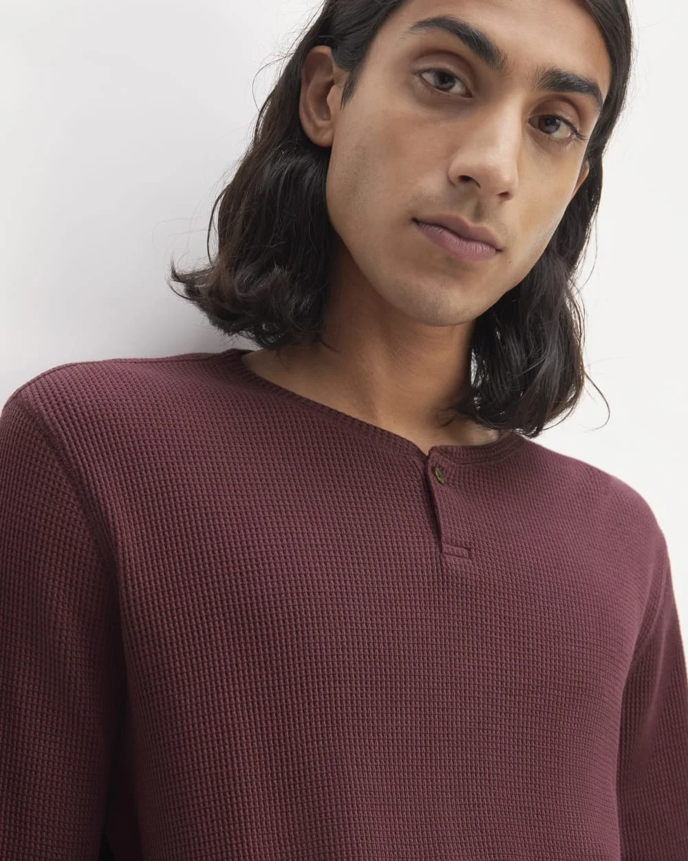 The Waffle Long-Sleeve Henley | Burgundy (4)
