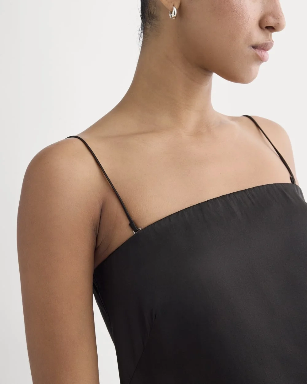 Thin Strap Cami in Silk Charmeuse | Black (3)