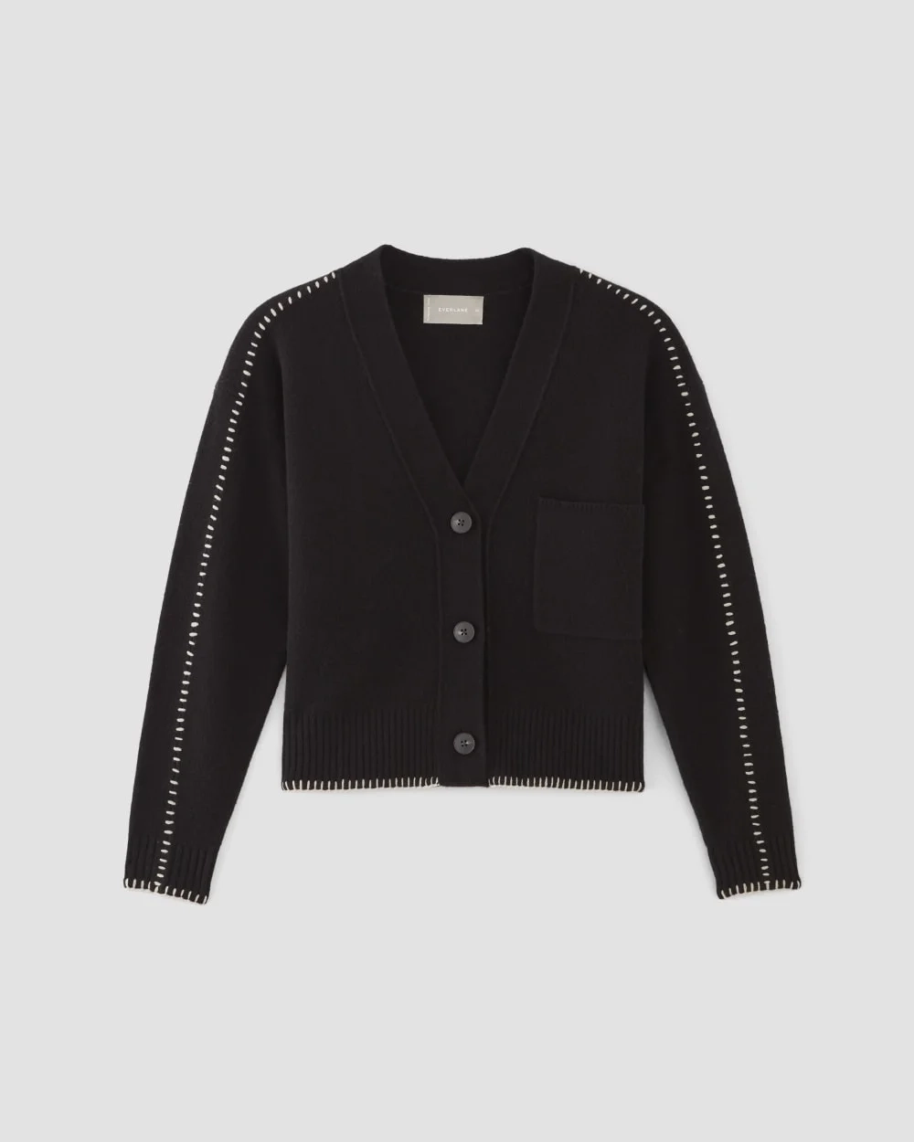 The Good Merino Wool Cardigan | Black / Buttermilk (4)