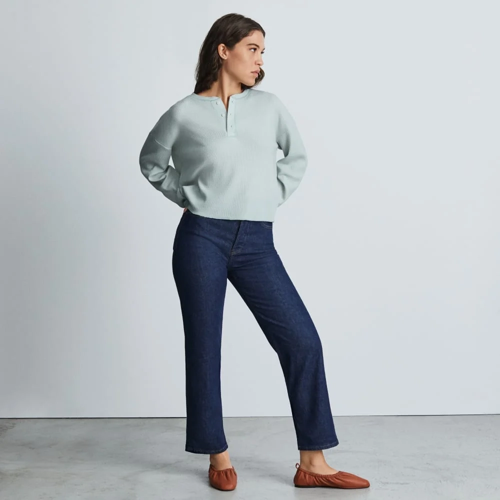 The Organic Cotton Waffle Henley | Ice Blue (2)