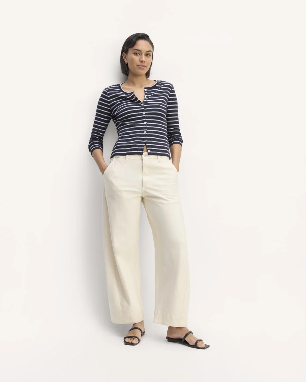 The Vintage Rib Cardigan | Navy / Bone (3)