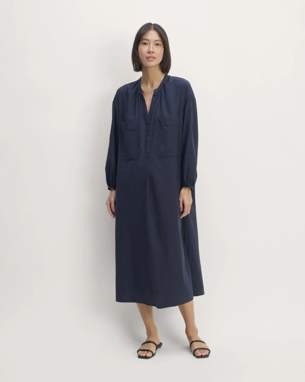 The Gauze Caftan Dress | Navy (4)