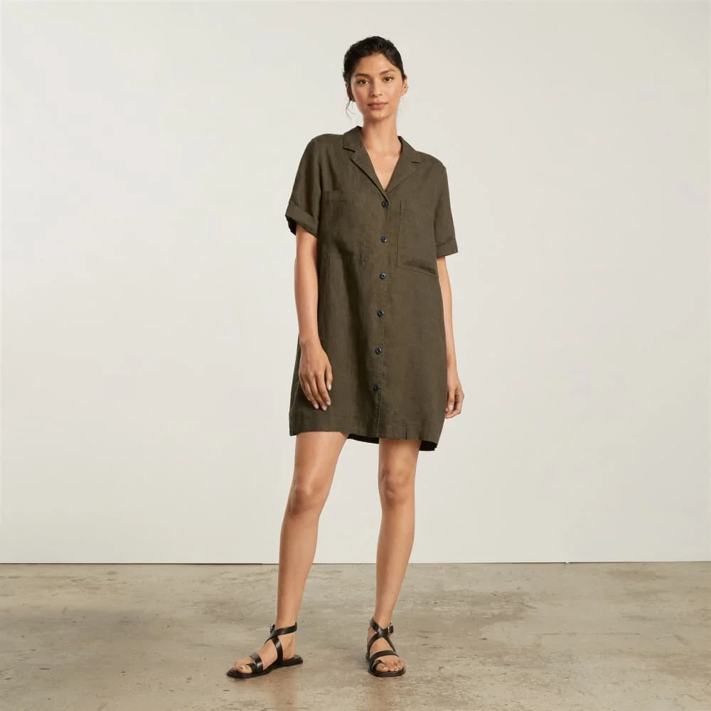 The Linen Workwear Dress | Beech (3)