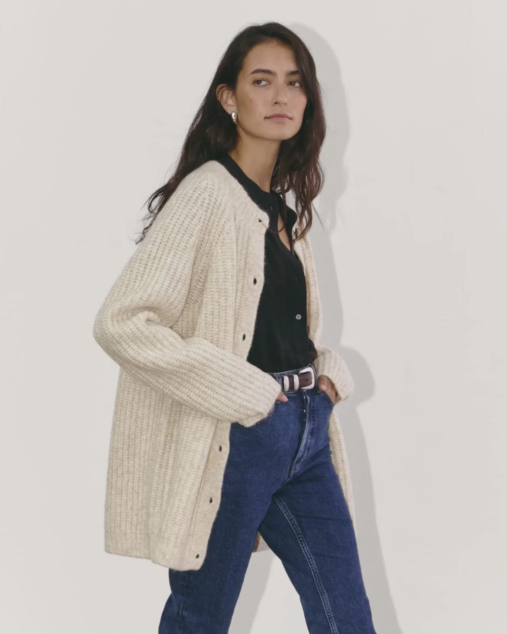 The Fisherman Cardigan in Cloud | Heathered Oat (4)