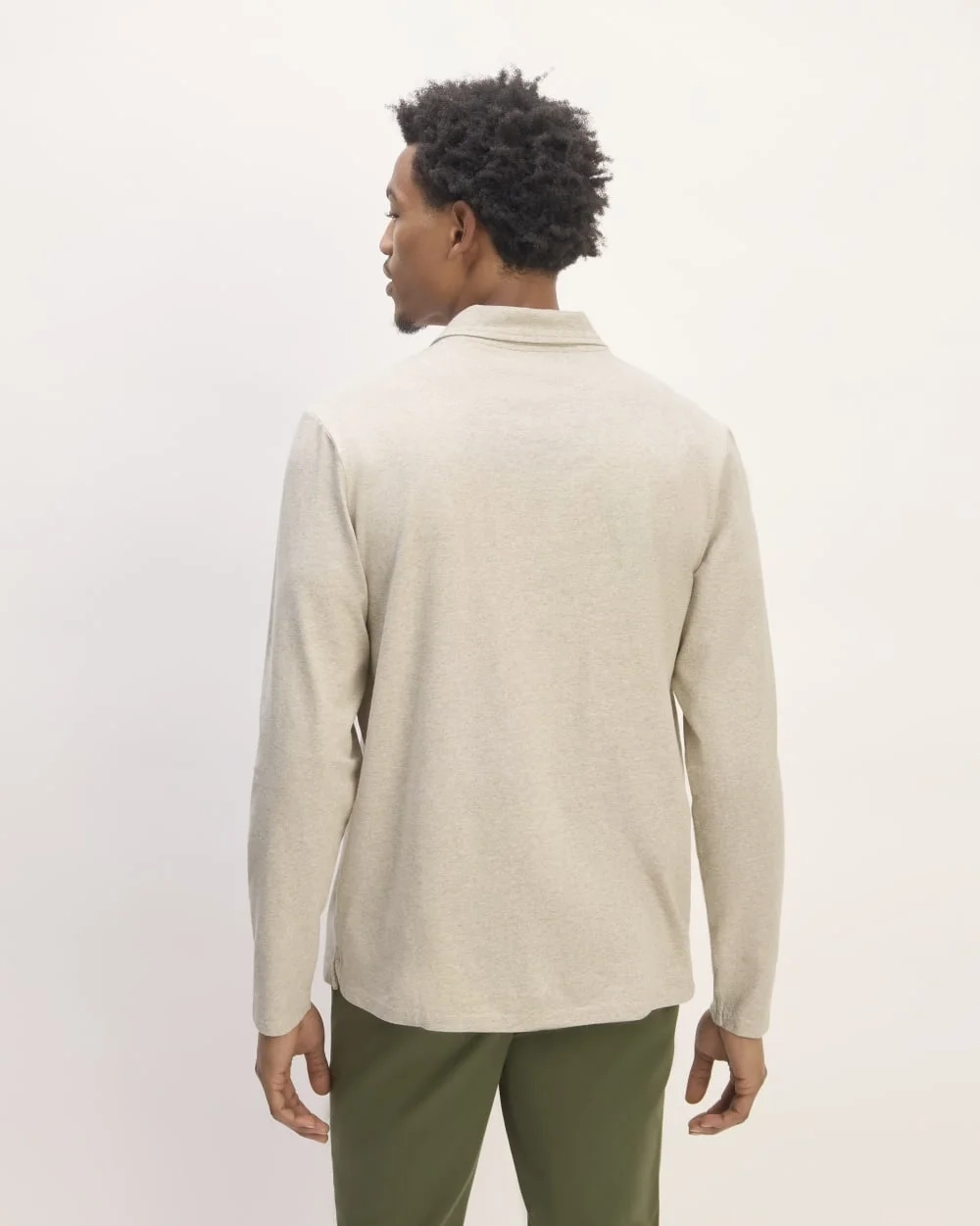 The Premium Weight Long-Sleeve Polo | Heather Oatmeal (2)