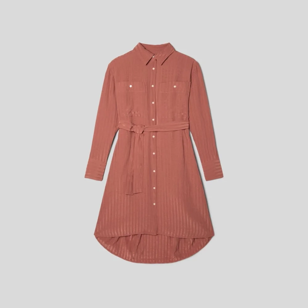 The City Stripe Draped Shirt Dress | Redwood (3)