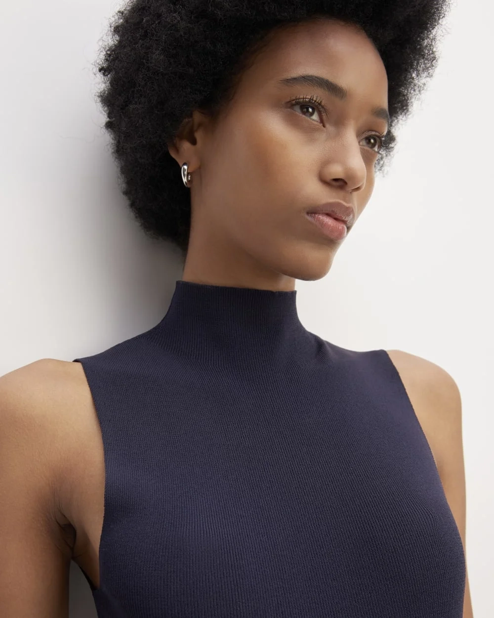 The Viscose Mock Neck Top | Navy (2)