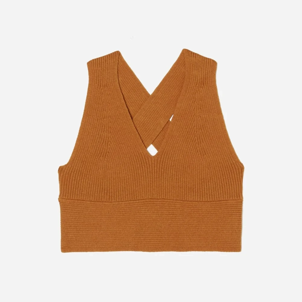 The Cross-Back Cropped Sweater Top | Butter Caramel