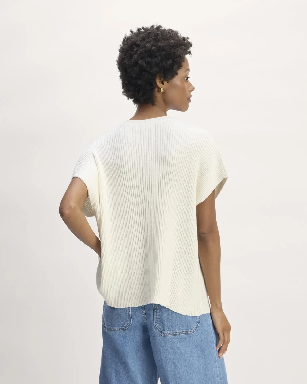 The Cotton Knit Caftan Top | Bone (4)