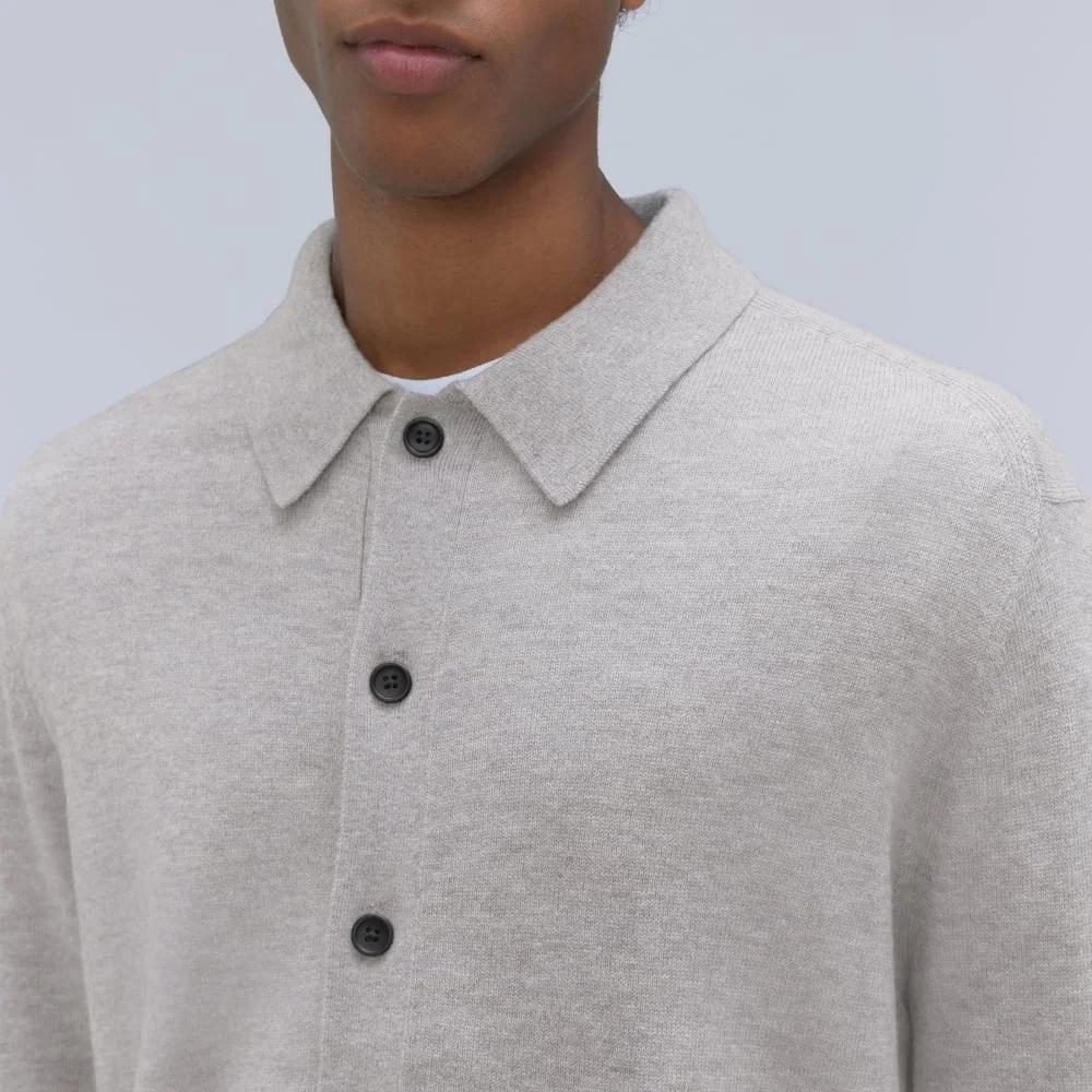 The Merino-Blend Sweater Polo |  Heathered Grey (3)