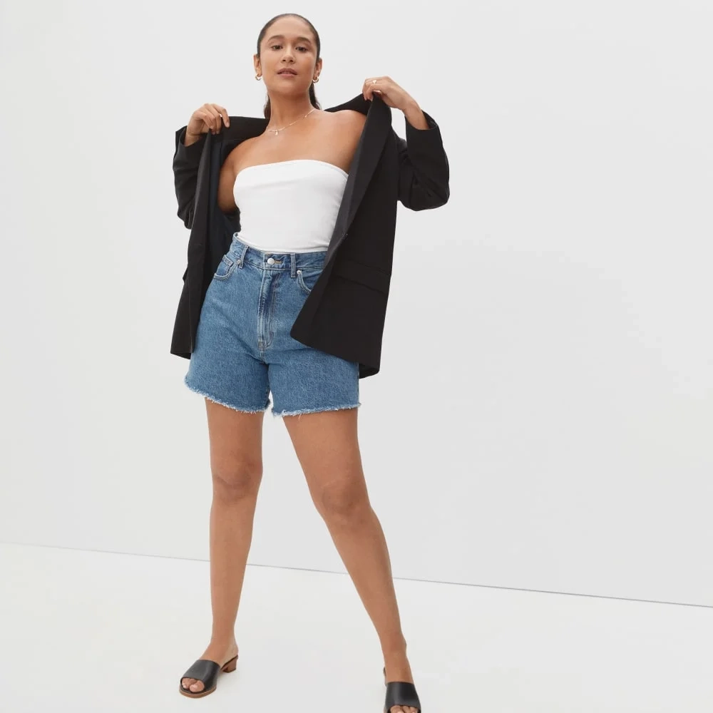 The A-Line Denim Short | Medium Indigo (4)