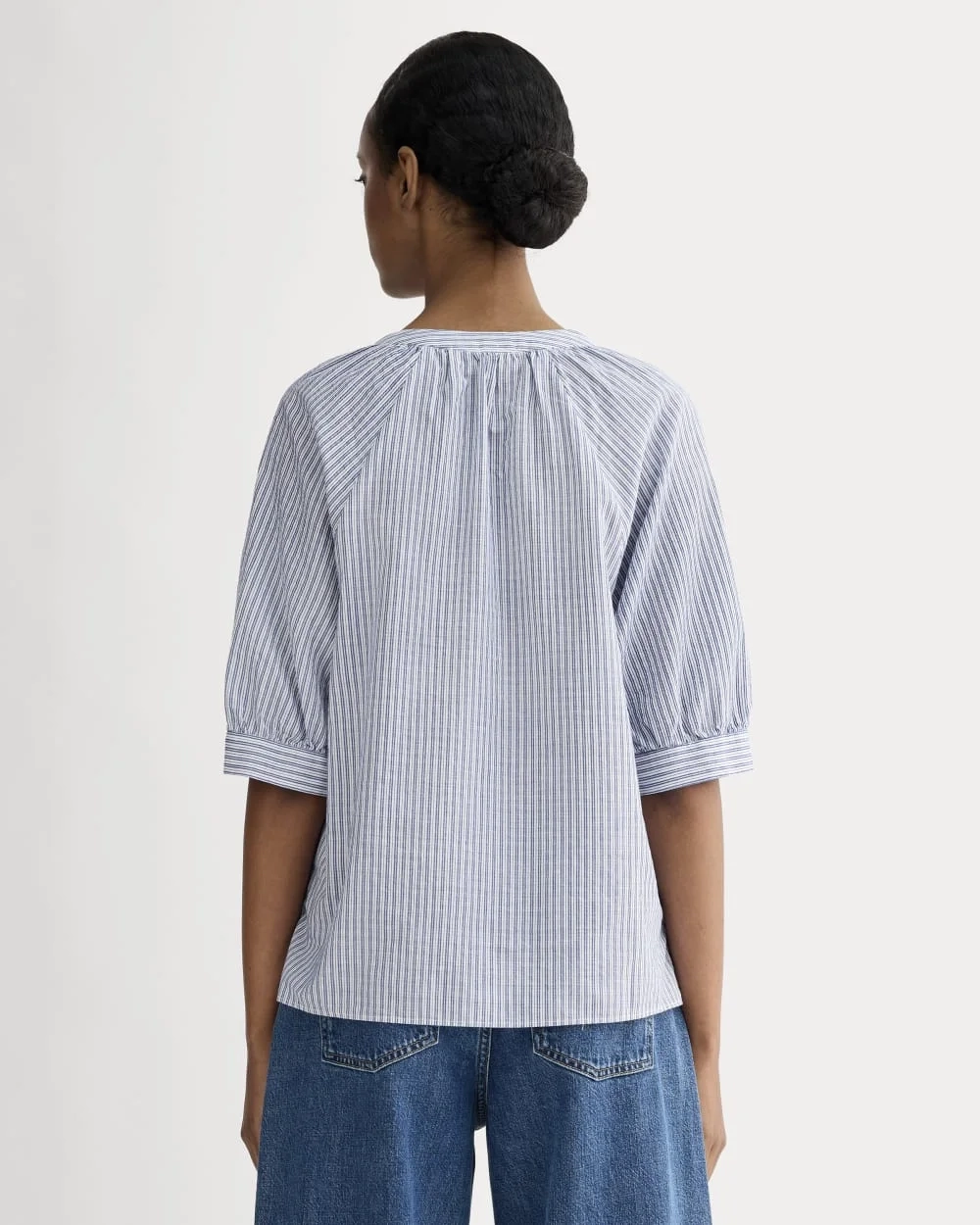 The Gauze Gathered Top | Mazarine Blue / Optic White (3)