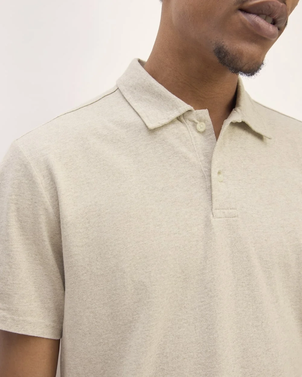The Premium Weight Short-Sleeve Polo | Heather Oatmeal (2)