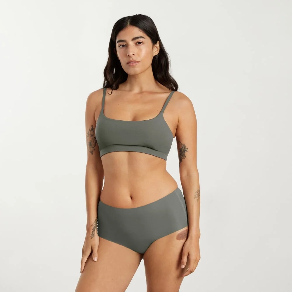 The Invisible Square-Neck Bralette | Pewter Green (3)