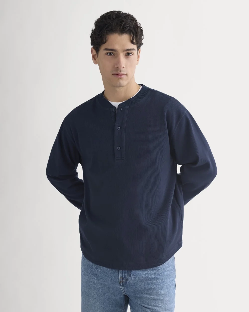 Vintage Rib Henley | Navy (3)
