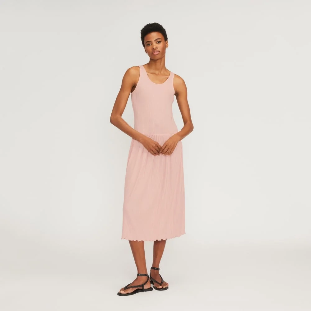 The Rib Soft Knit Scoop-Neck Dress | Petal Pink