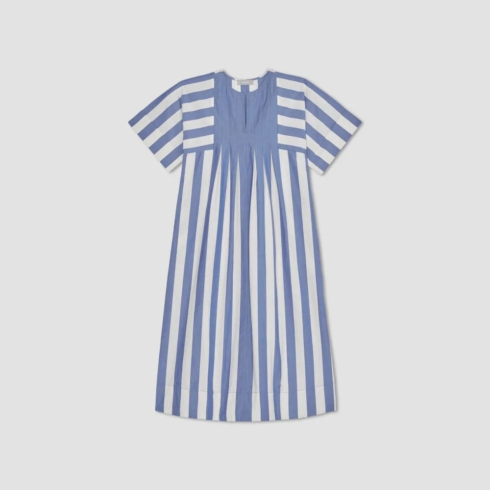 The Poplin Caftan Dress | Mazarine Blue / Bone (3)