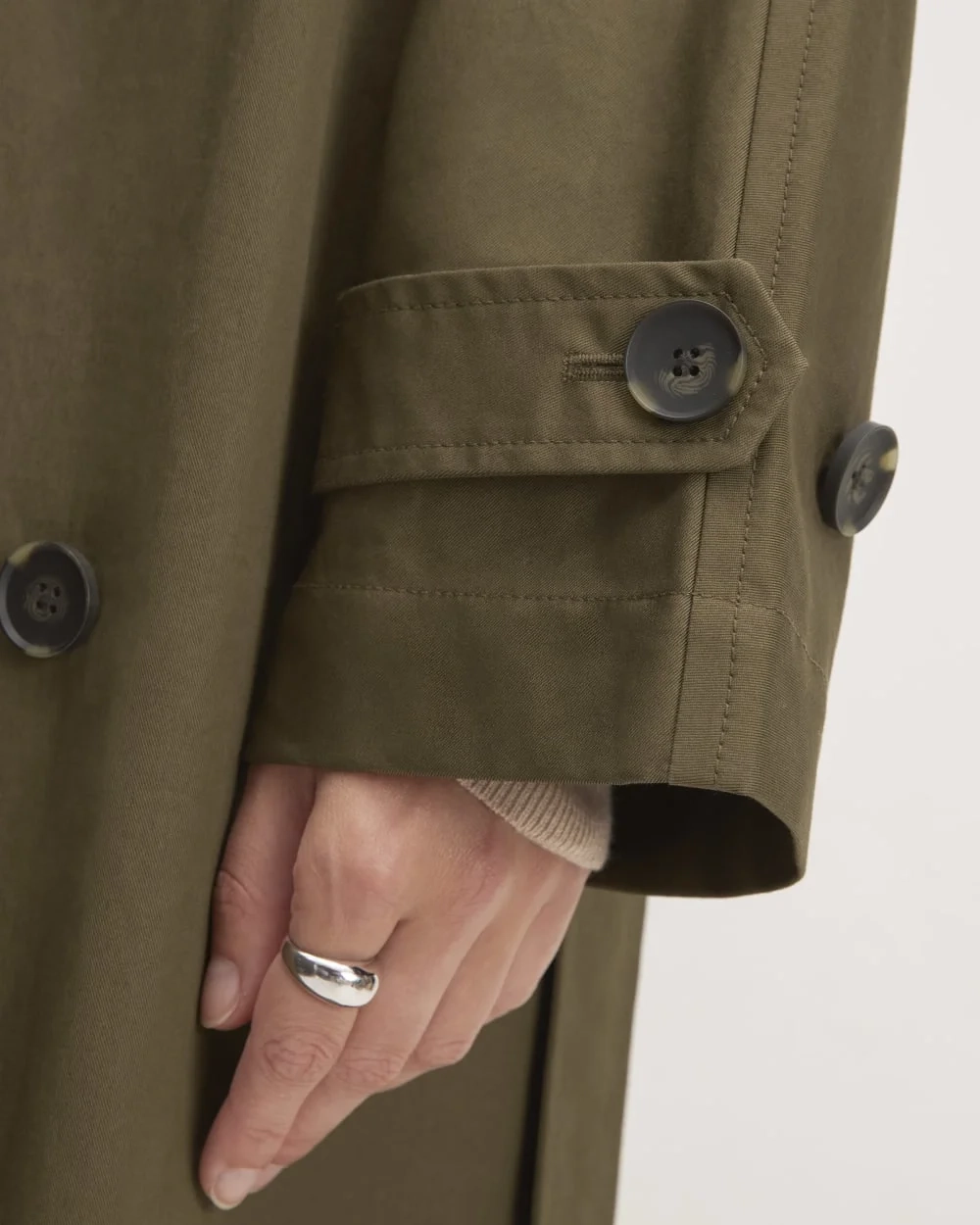 The Cotton Long Trench Coat | Beech (2)