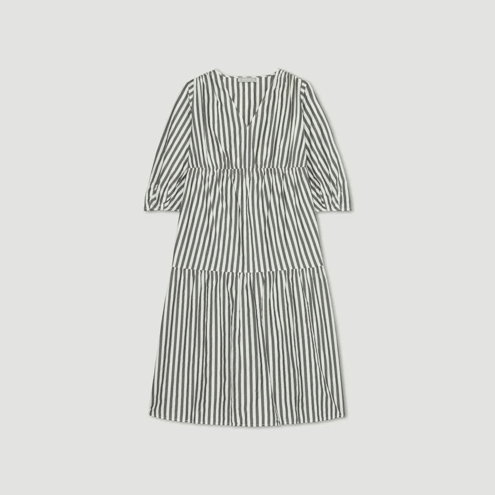 The Poplin Tiered Dress | Bone / Black (2)