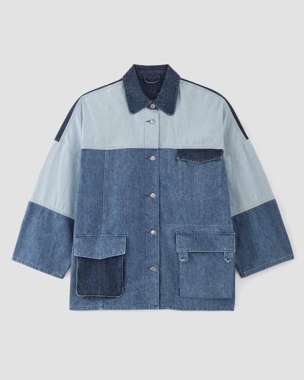 The Everlane x Marques' Almeida Denim Patchwork Jacket | Diamond Blue (3)