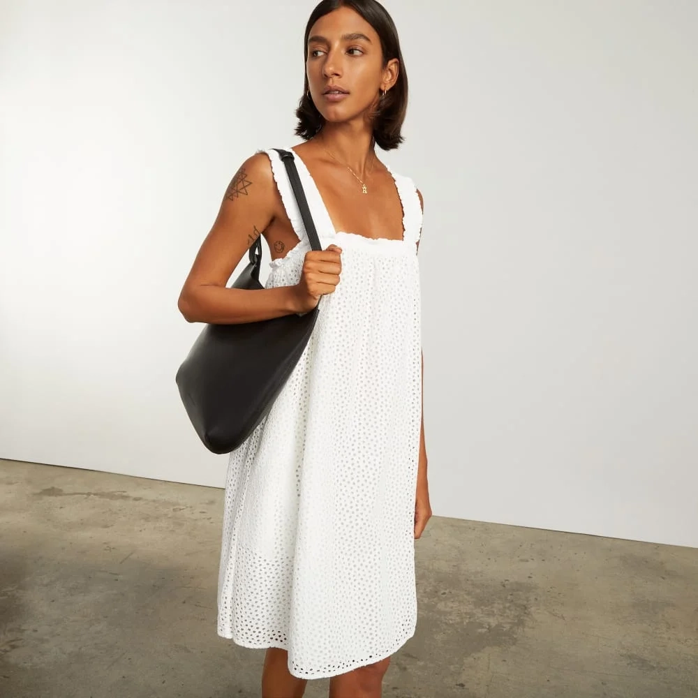 The Eyelet Smock Dress | White (3)