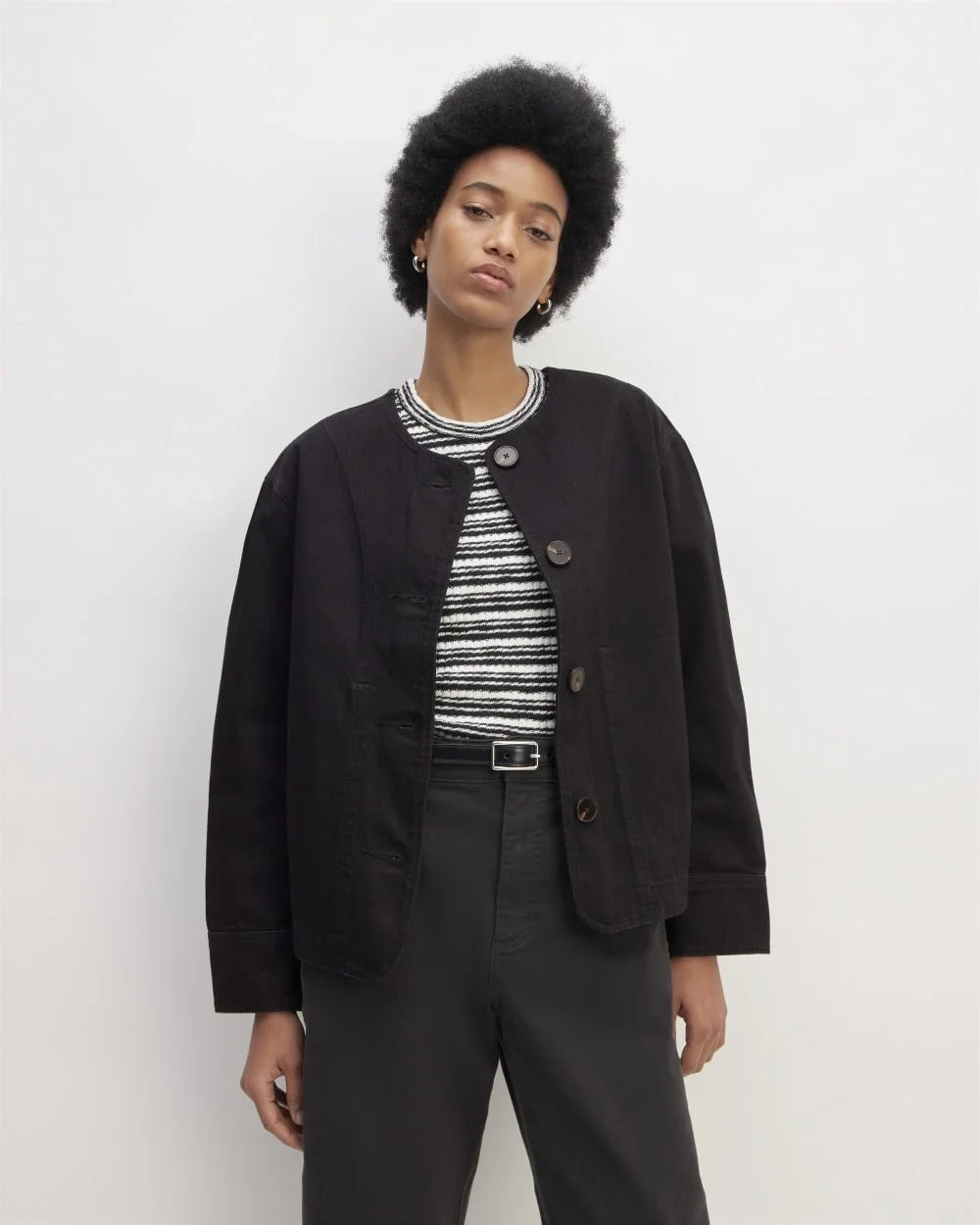 The Denim Barrel Jacket | Black