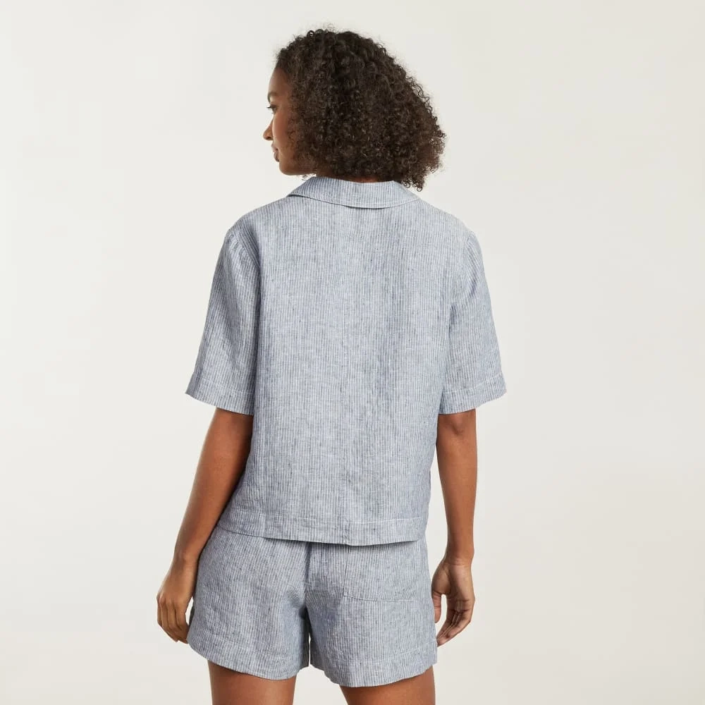 The Linen Workwear Shirt | Blue Pinstripe (2)