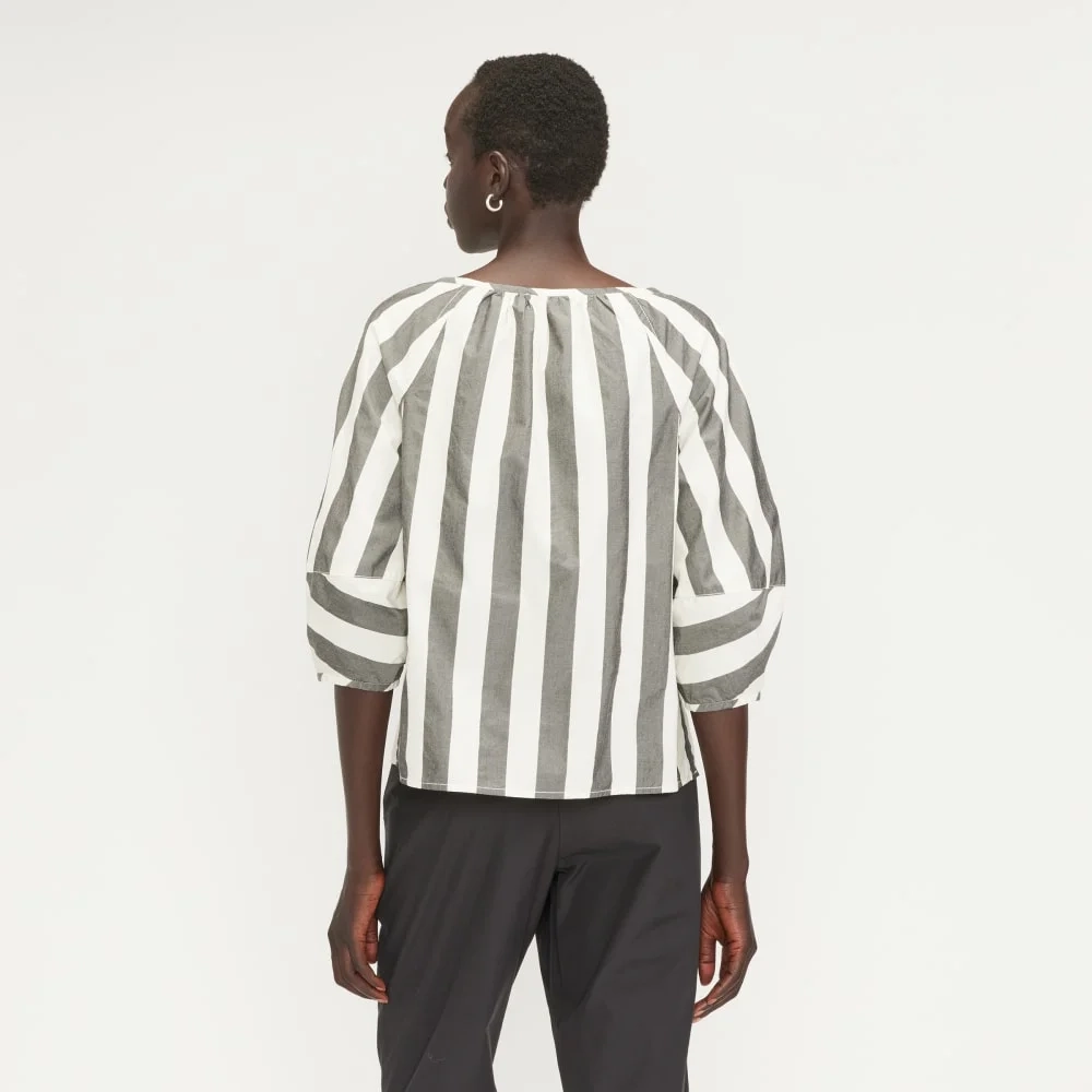 The Poplin Scoop-Neck Top | Bone / Black (3)