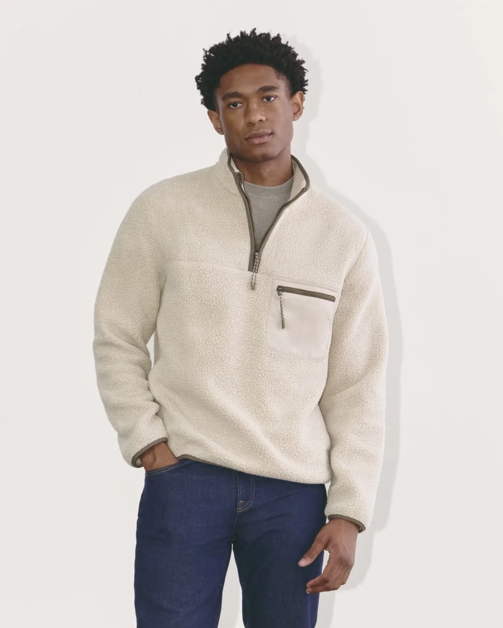 The Teddy Quarter-Zip Fleece | Heathered Oat (3)