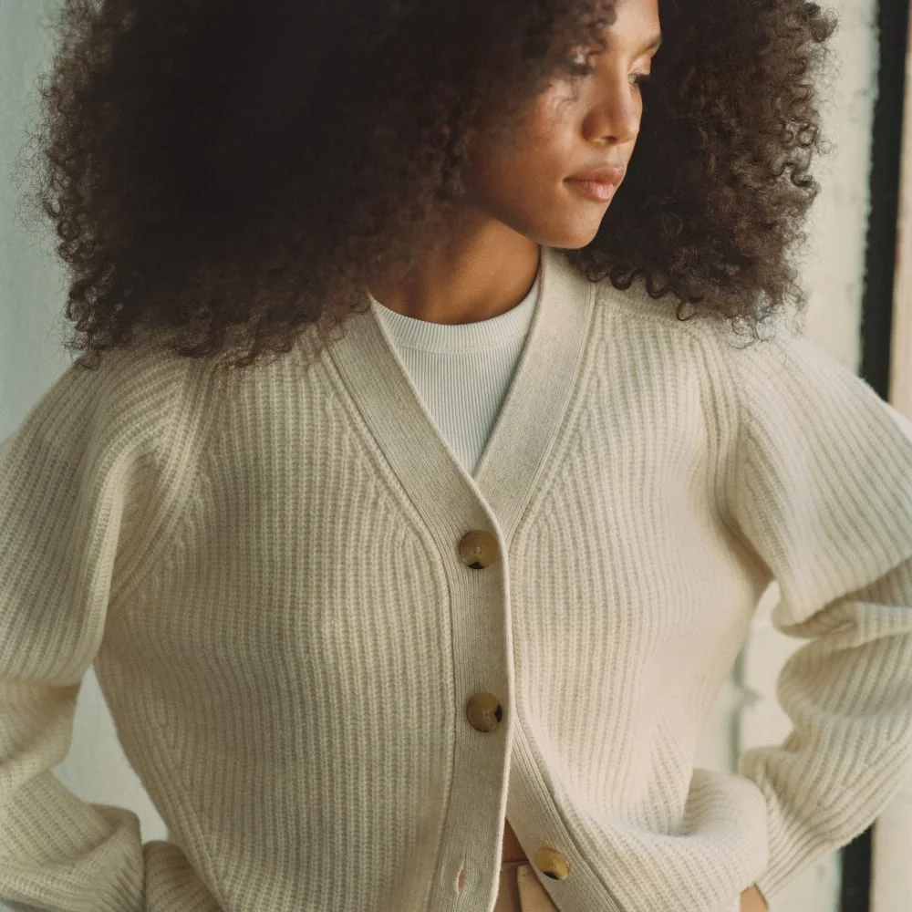 The Felted Merino Cardigan | Heathered Oat (3)