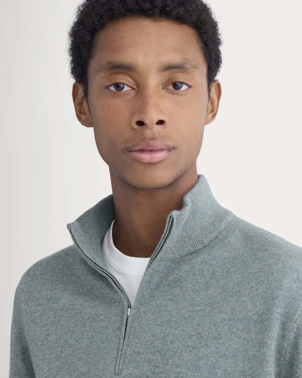 Cashmere Quarter Zip Sweater | Denim Blue (3)