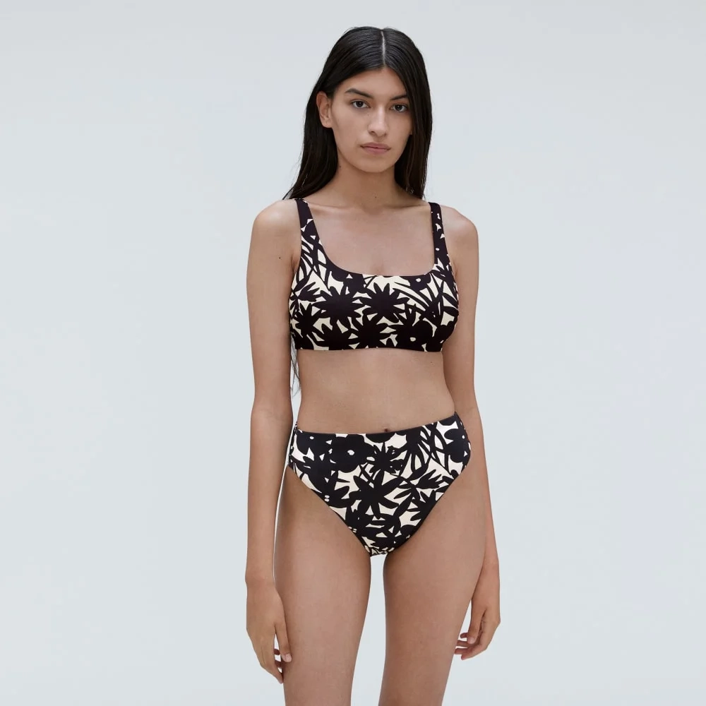 The Square-Neck Bikini Top | Black / Canvas Floral (2)
