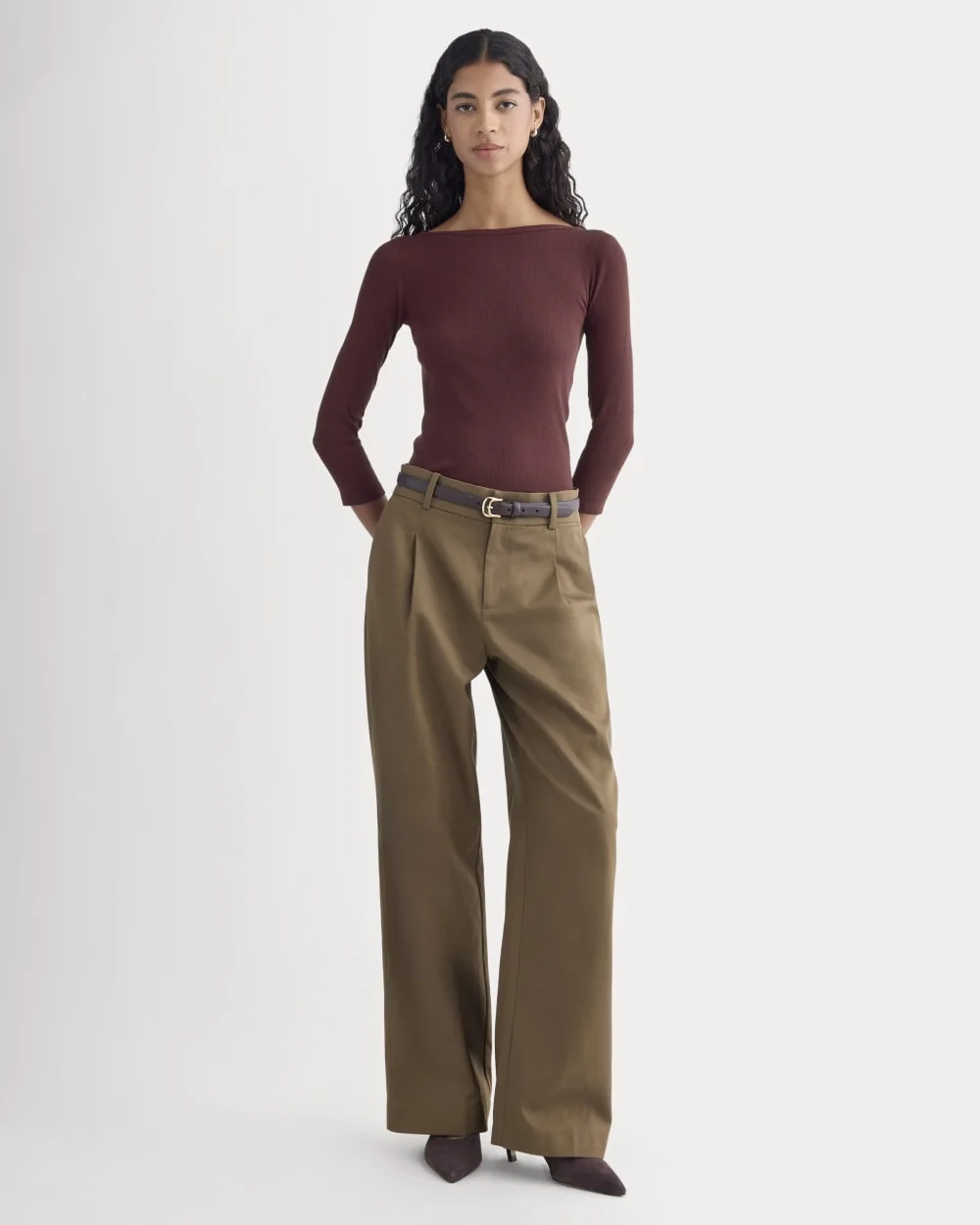 Luxe Rib 3/4 Sleeve Boatneck Tee | Heathered Port Royale (3)