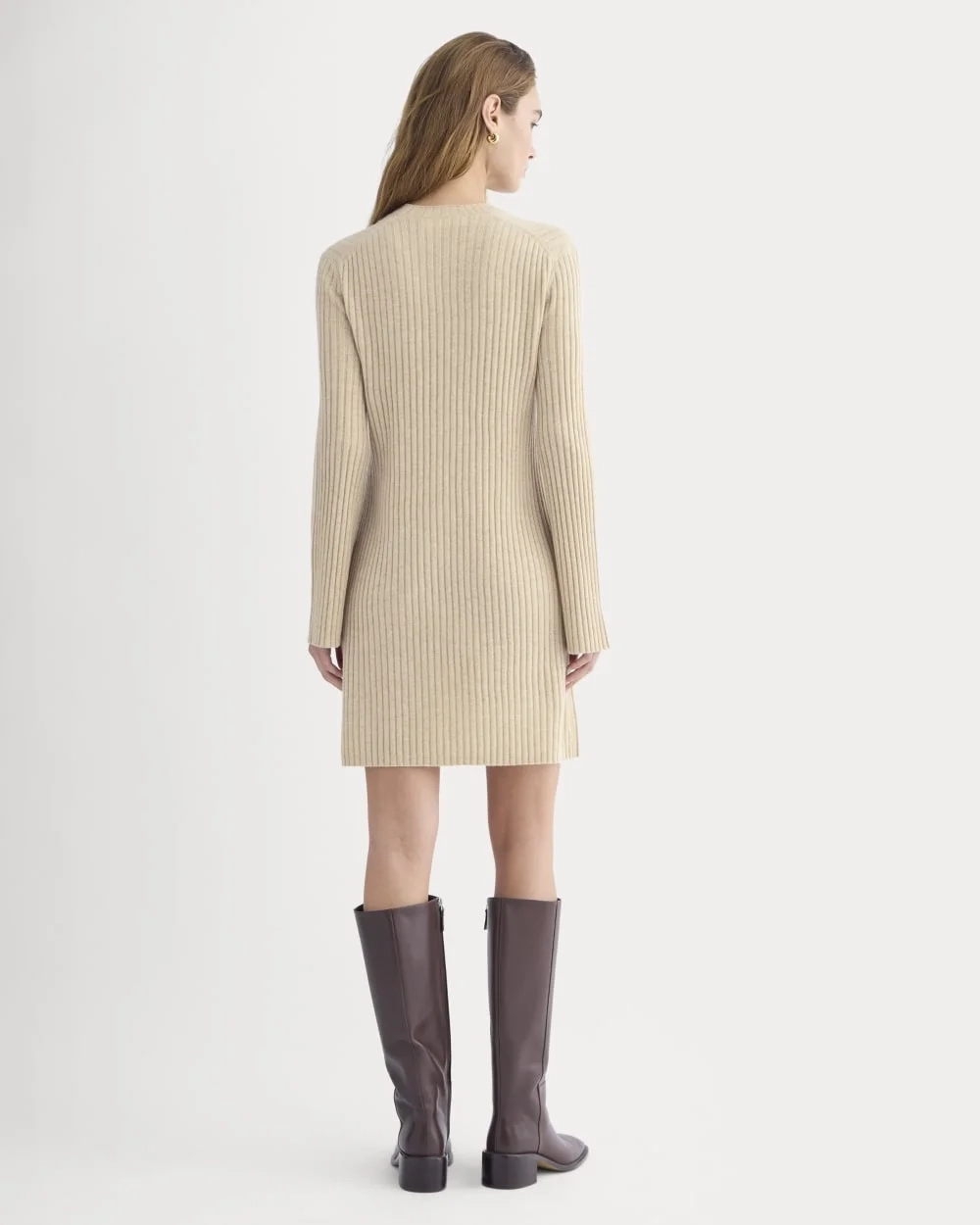 Cashmere Long-Sleeve Mini Dress | Heather Light Camel (4)