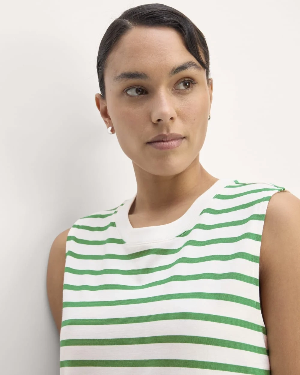 The Weekend Tank Dress | Bone / Grass Green (3)