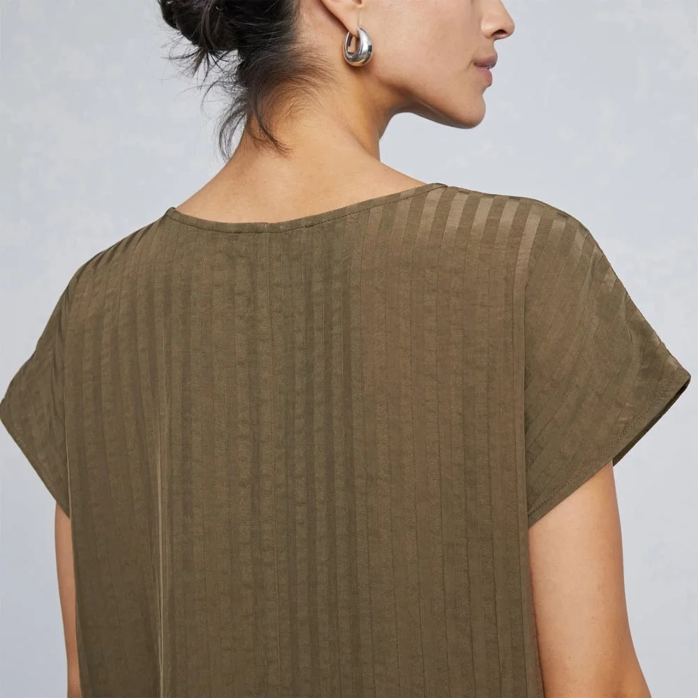 The City Stripe V-Neck Top | Beech (2)