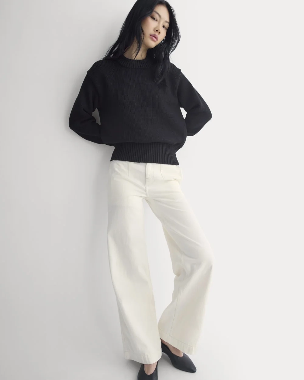 Oversized Cocoon Crew in Elevated Cotton | Black (2)