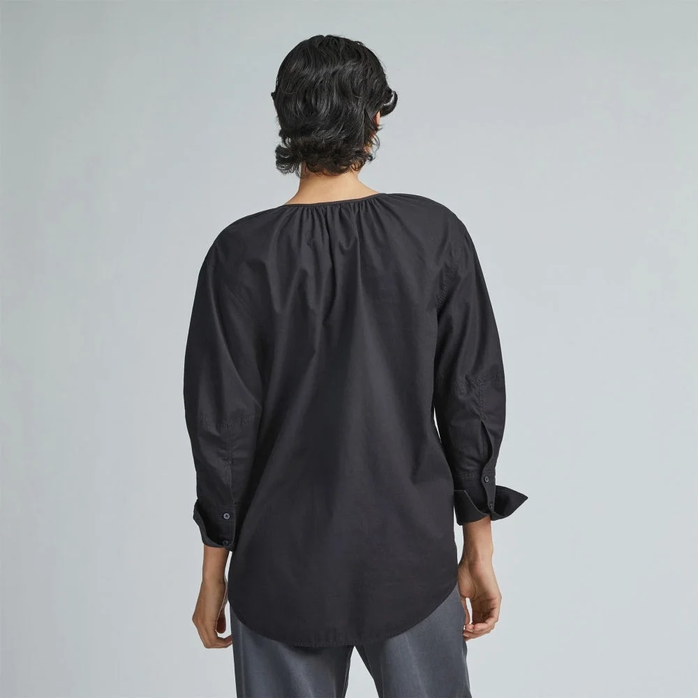 The Silky Cotton Balloon Sleeve Top | Black (3)