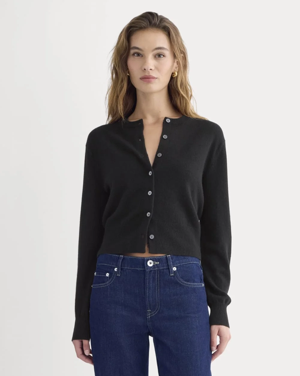 Cashmere Cropped Cardigan | Black (3)