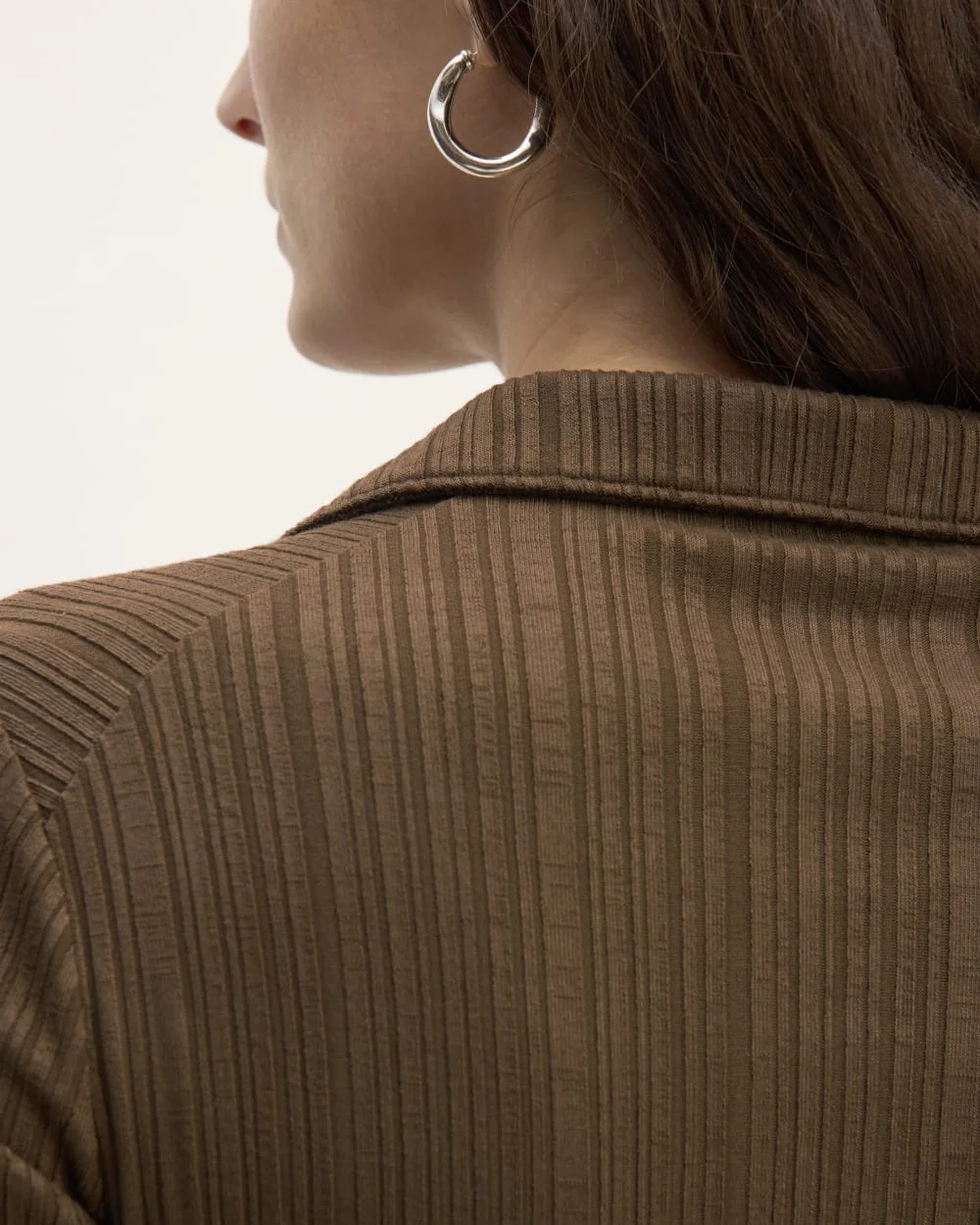 The Rib Soft Knit Open Collar Polo | Cocoa (3)