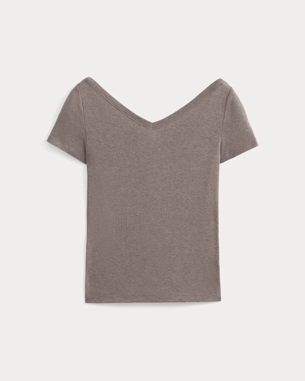 Tissue Short-Sleeve V-Neck Top | Heathered Chocolate Chip (4)