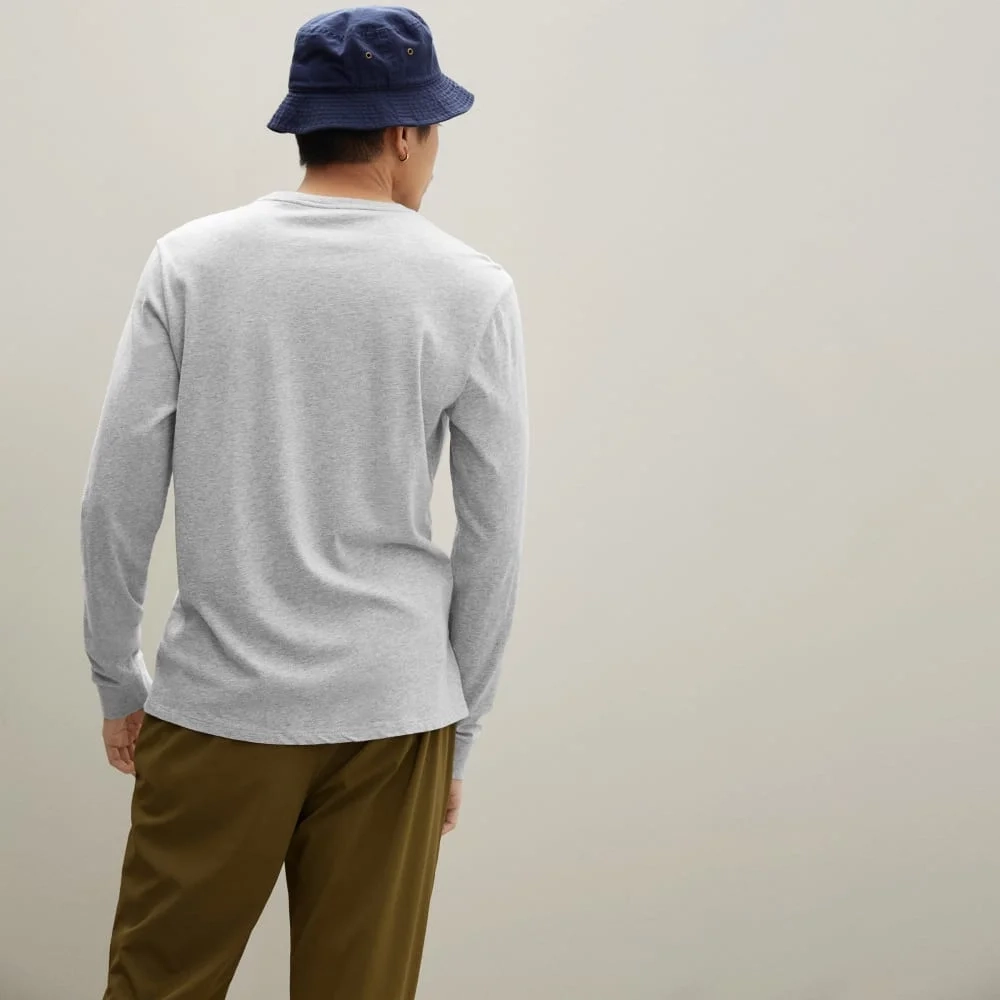 The Organic Cotton Long-Sleeve Pocket Tee |  Heathered Grey (2)
